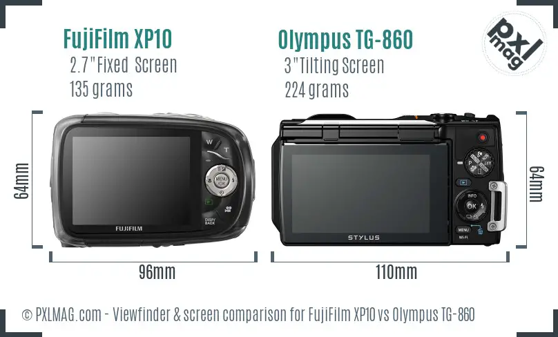 FujiFilm XP10 vs Olympus TG-860 Screen and Viewfinder comparison FujiFilm XP10 vs Olympus TG-860 Screen and Viewfinder comparison