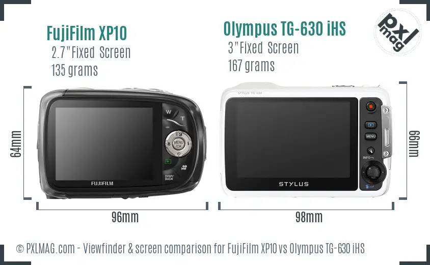 FujiFilm XP10 vs Olympus TG-630 iHS Screen and Viewfinder comparison FujiFilm XP10 vs Olympus TG-630 iHS Screen and Viewfinder comparison