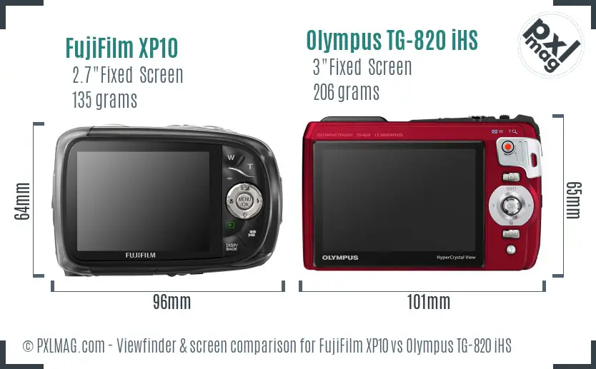 FujiFilm XP10 vs Olympus TG-820 iHS Screen and Viewfinder comparison FujiFilm XP10 vs Olympus TG-820 iHS Screen and Viewfinder comparison