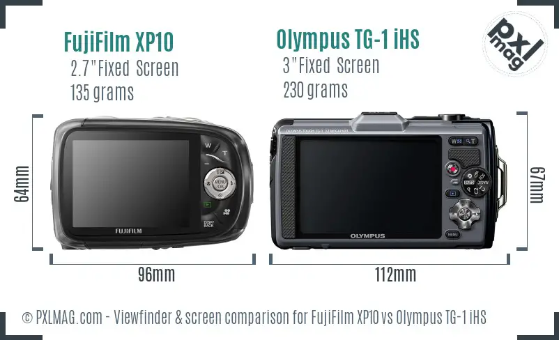 FujiFilm XP10 vs Olympus TG-1 iHS Screen and Viewfinder comparison
