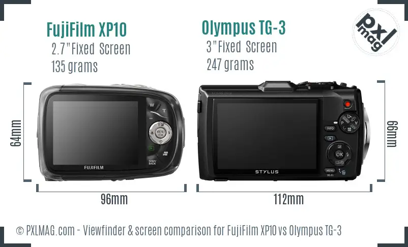 FujiFilm XP10 vs Olympus TG-3 Screen and Viewfinder comparison