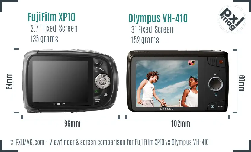FujiFilm XP10 vs Olympus VH-410 Screen and Viewfinder comparison FujiFilm XP10 vs Olympus VH-410 Screen and Viewfinder comparison