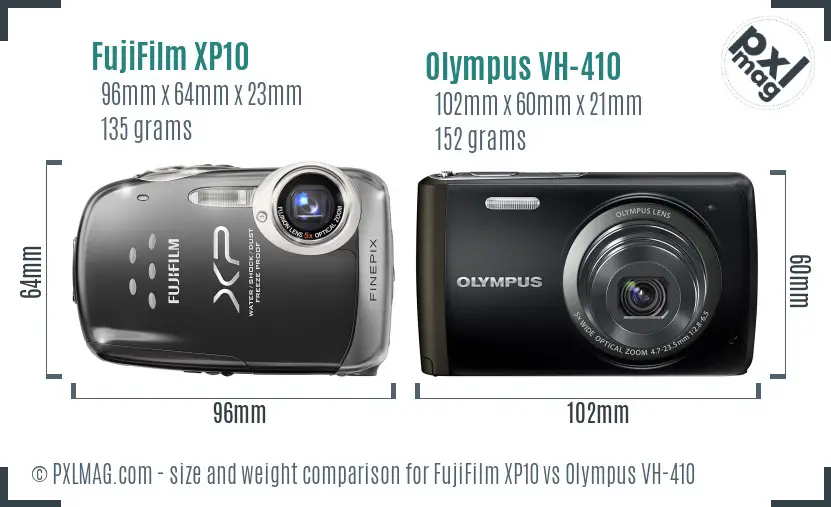 FujiFilm XP10 vs Olympus VH-410 size comparison FujiFilm XP10 vs Olympus VH-410 size comparison
