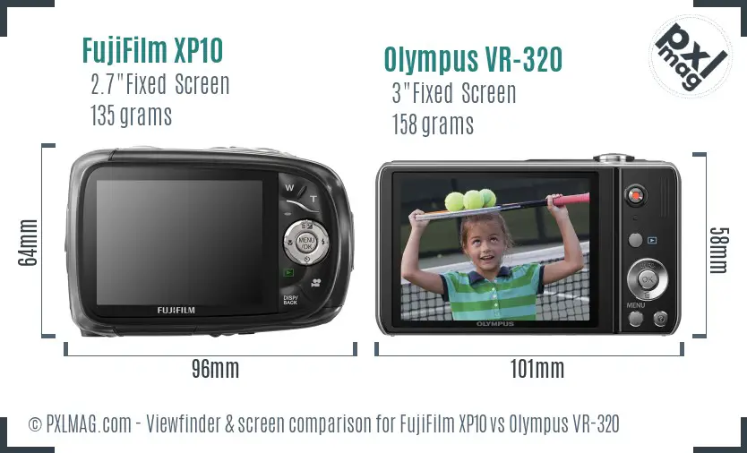 FujiFilm XP10 vs Olympus VR-320 Screen and Viewfinder comparison