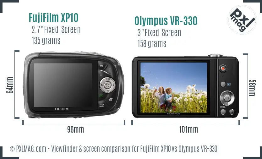 FujiFilm XP10 vs Olympus VR-330 Screen and Viewfinder comparison
