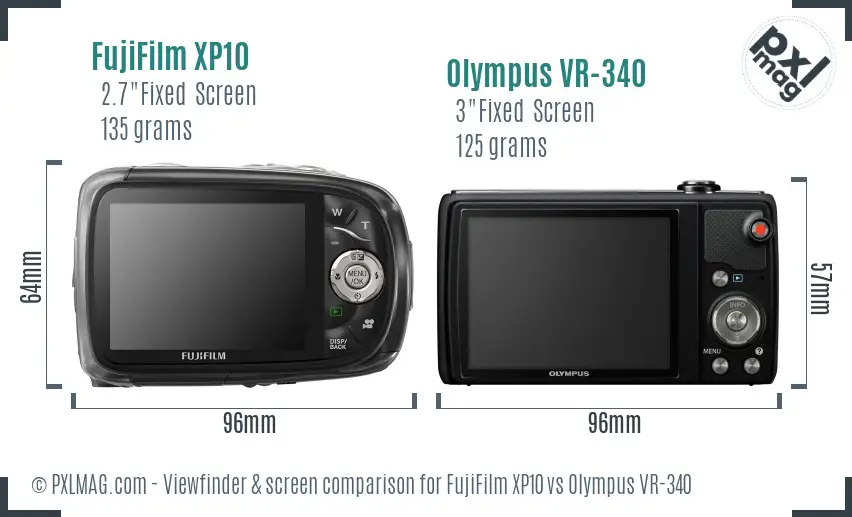 FujiFilm XP10 vs Olympus VR-340 Screen and Viewfinder comparison FujiFilm XP10 vs Olympus VR-340 Screen and Viewfinder comparison