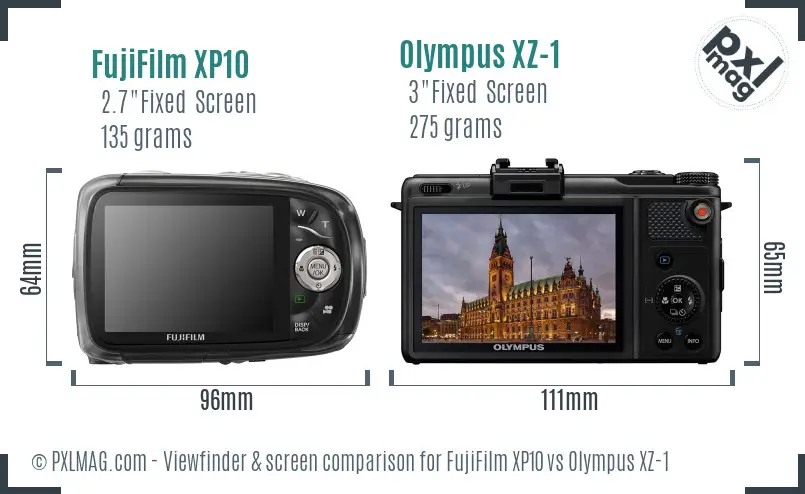 FujiFilm XP10 vs Olympus XZ-1 Screen and Viewfinder comparison FujiFilm XP10 vs Olympus XZ-1 Screen and Viewfinder comparison