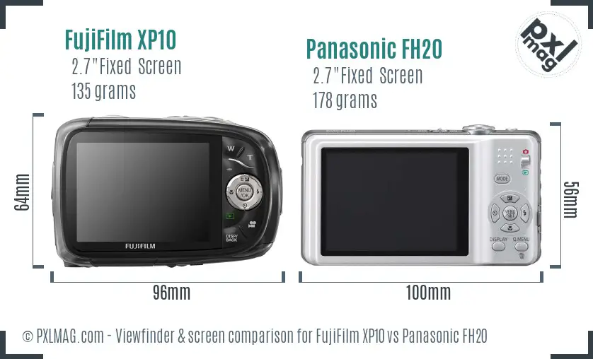 FujiFilm XP10 vs Panasonic FH20 Screen and Viewfinder comparison FujiFilm XP10 vs Panasonic FH20 Screen and Viewfinder comparison
