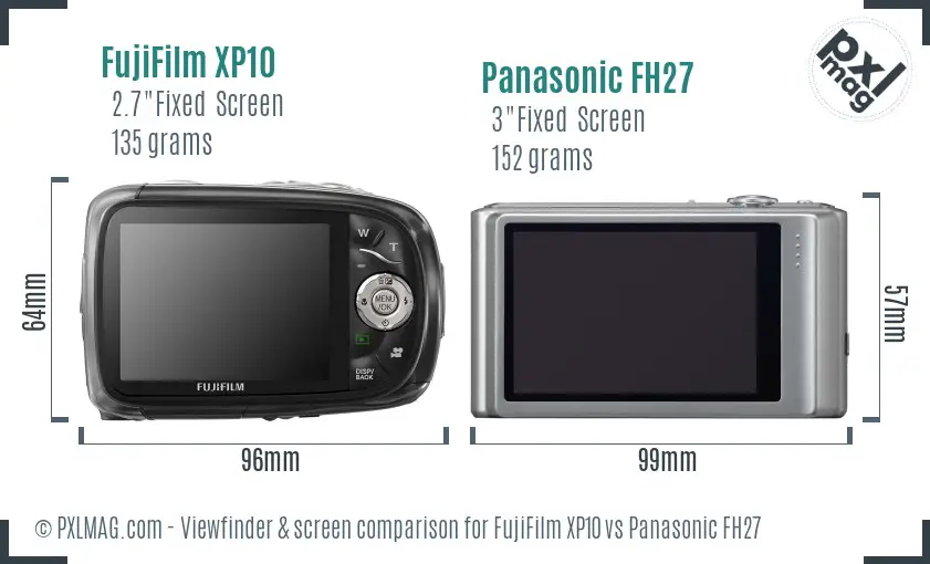 FujiFilm XP10 vs Panasonic FH27 Screen and Viewfinder comparison FujiFilm XP10 vs Panasonic FH27 Screen and Viewfinder comparison