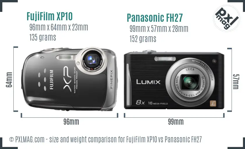 FujiFilm XP10 vs Panasonic FH27 size comparison FujiFilm XP10 vs Panasonic FH27 size comparison