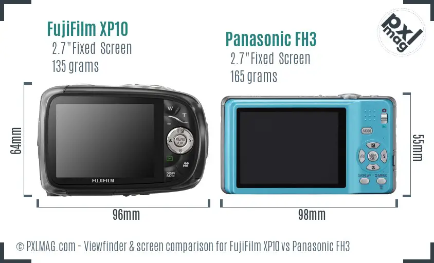 FujiFilm XP10 vs Panasonic FH3 Screen and Viewfinder comparison FujiFilm XP10 vs Panasonic FH3 Screen and Viewfinder comparison