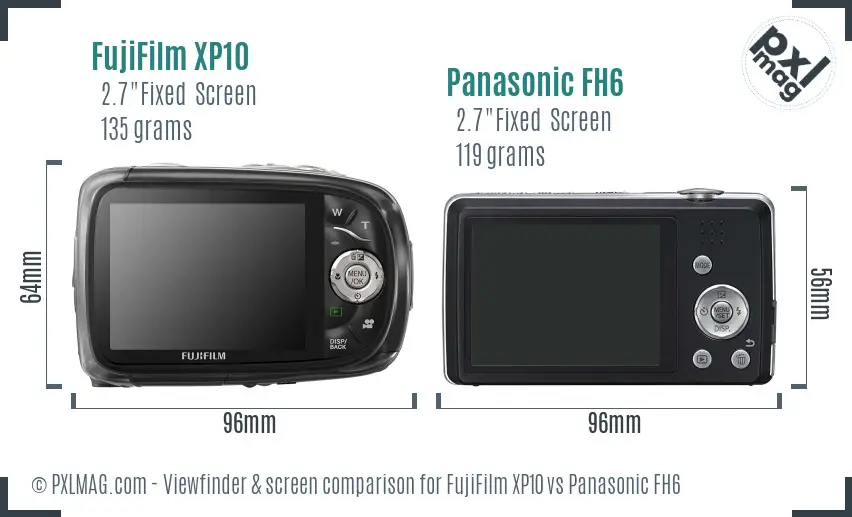 FujiFilm XP10 vs Panasonic FH6 Screen and Viewfinder comparison