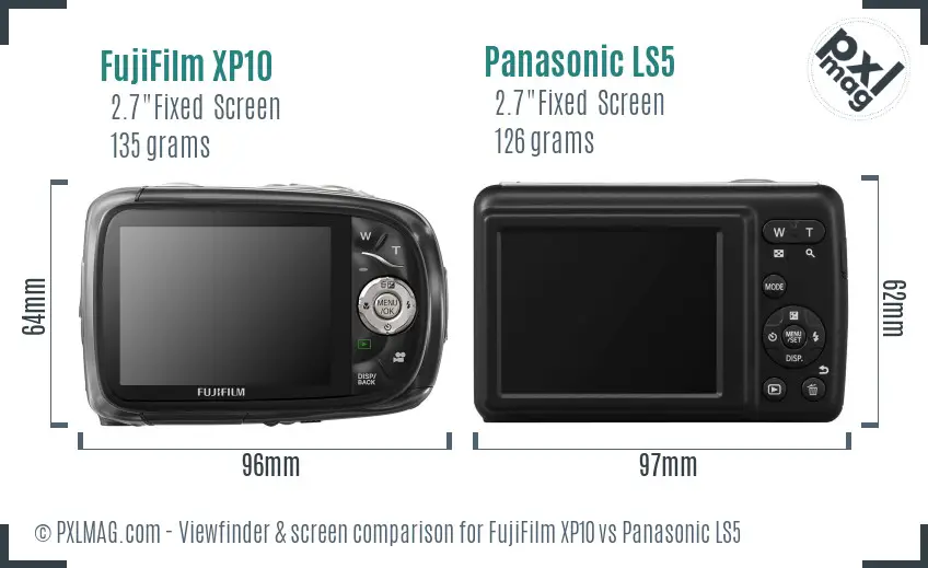 FujiFilm XP10 vs Panasonic LS5 Screen and Viewfinder comparison