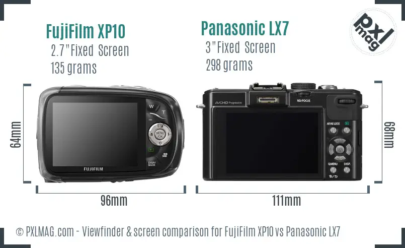 FujiFilm XP10 vs Panasonic LX7 Screen and Viewfinder comparison FujiFilm XP10 vs Panasonic LX7 Screen and Viewfinder comparison