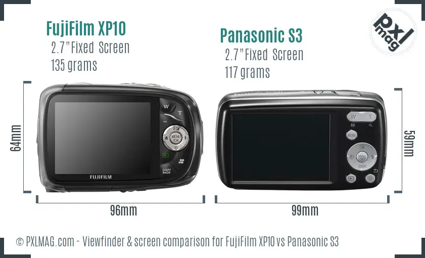 FujiFilm XP10 vs Panasonic S3 Screen and Viewfinder comparison