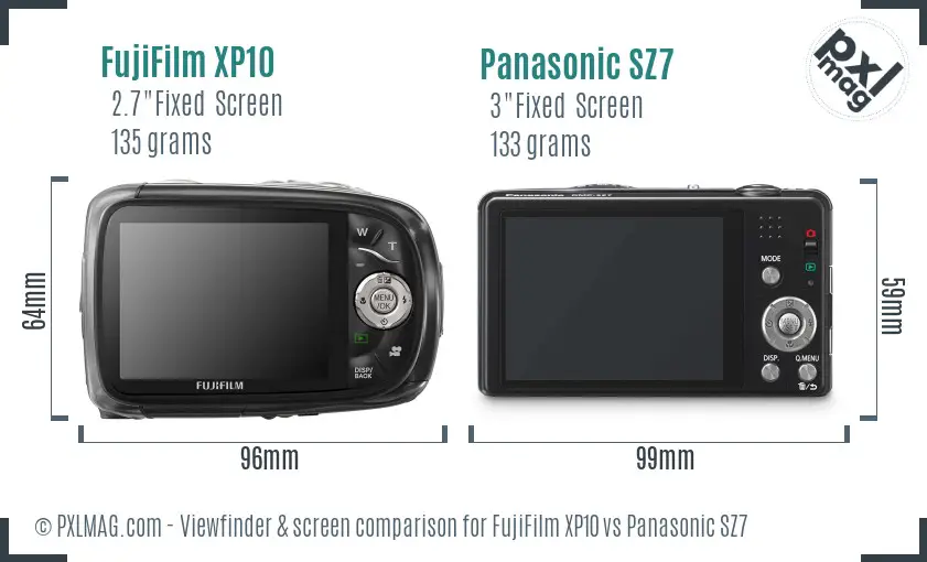 FujiFilm XP10 vs Panasonic SZ7 Screen and Viewfinder comparison FujiFilm XP10 vs Panasonic SZ7 Screen and Viewfinder comparison