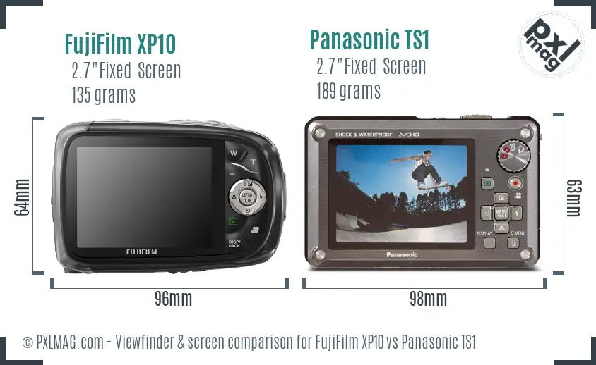 FujiFilm XP10 vs Panasonic TS1 Screen and Viewfinder comparison