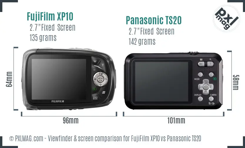 FujiFilm XP10 vs Panasonic TS20 Screen and Viewfinder comparison FujiFilm XP10 vs Panasonic TS20 Screen and Viewfinder comparison