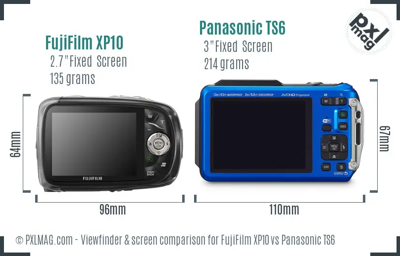 FujiFilm XP10 vs Panasonic TS6 Screen and Viewfinder comparison