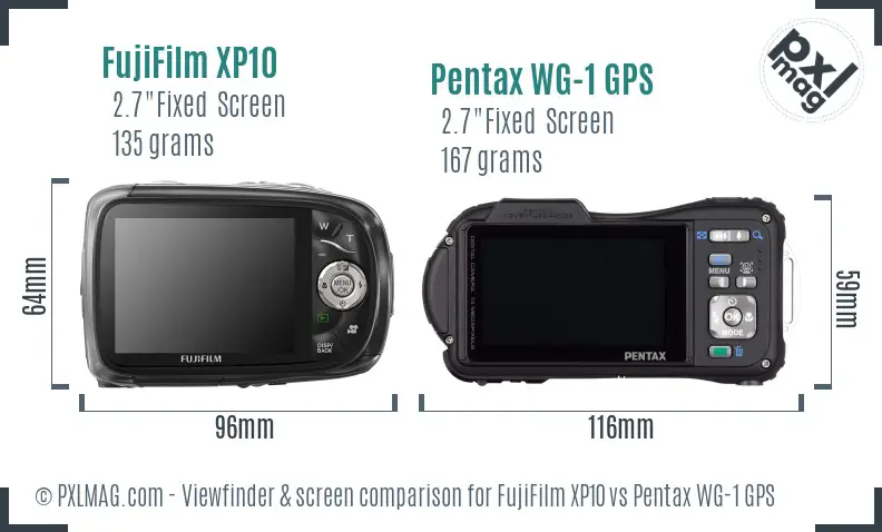 FujiFilm XP10 vs Pentax WG-1 GPS Screen and Viewfinder comparison