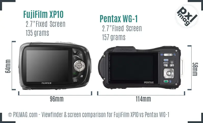 FujiFilm XP10 vs Pentax WG-1 Screen and Viewfinder comparison