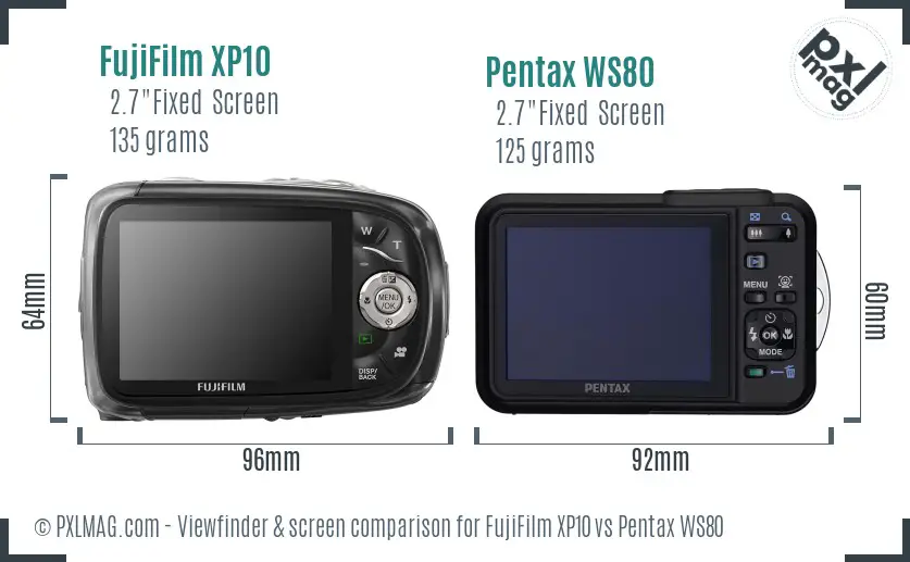 FujiFilm XP10 vs Pentax WS80 Screen and Viewfinder comparison