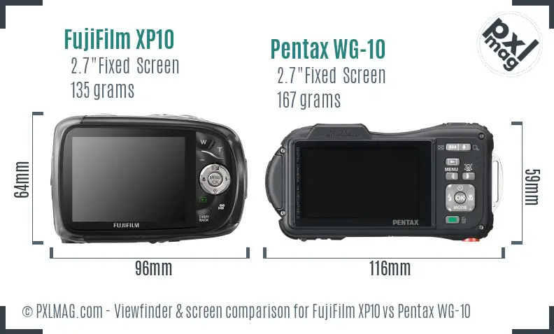 FujiFilm XP10 vs Pentax WG-10 Screen and Viewfinder comparison