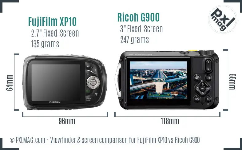 FujiFilm XP10 vs Ricoh G900 Screen and Viewfinder comparison