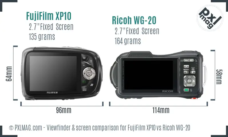 FujiFilm XP10 vs Ricoh WG-20 Screen and Viewfinder comparison FujiFilm XP10 vs Ricoh WG-20 Screen and Viewfinder comparison