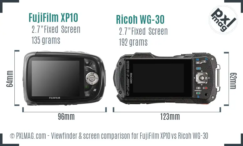 FujiFilm XP10 vs Ricoh WG-30 Screen and Viewfinder comparison FujiFilm XP10 vs Ricoh WG-30 Screen and Viewfinder comparison