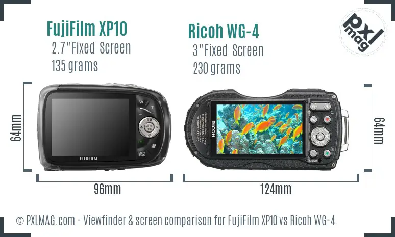 FujiFilm XP10 vs Ricoh WG-4 Screen and Viewfinder comparison FujiFilm XP10 vs Ricoh WG-4 Screen and Viewfinder comparison