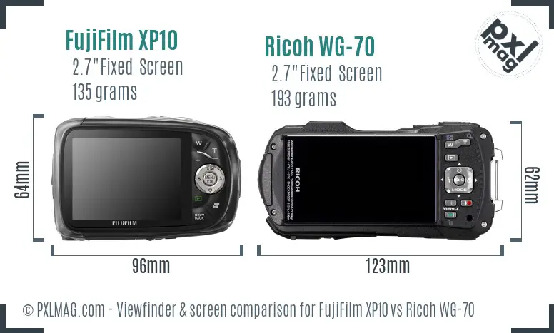 FujiFilm XP10 vs Ricoh WG-70 Screen and Viewfinder comparison FujiFilm XP10 vs Ricoh WG-70 Screen and Viewfinder comparison