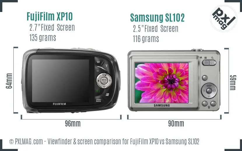FujiFilm XP10 vs Samsung SL102 Screen and Viewfinder comparison FujiFilm XP10 vs Samsung SL102 Screen and Viewfinder comparison