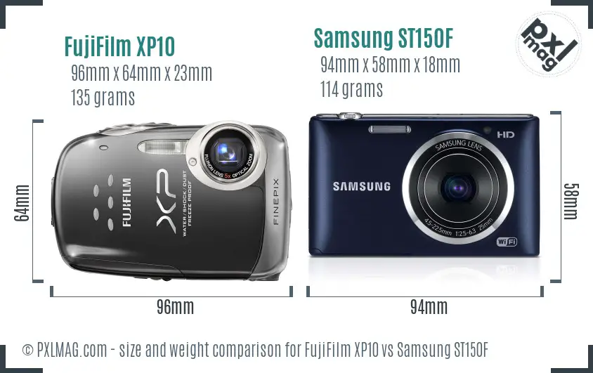 FujiFilm XP10 vs Samsung ST150F size comparison