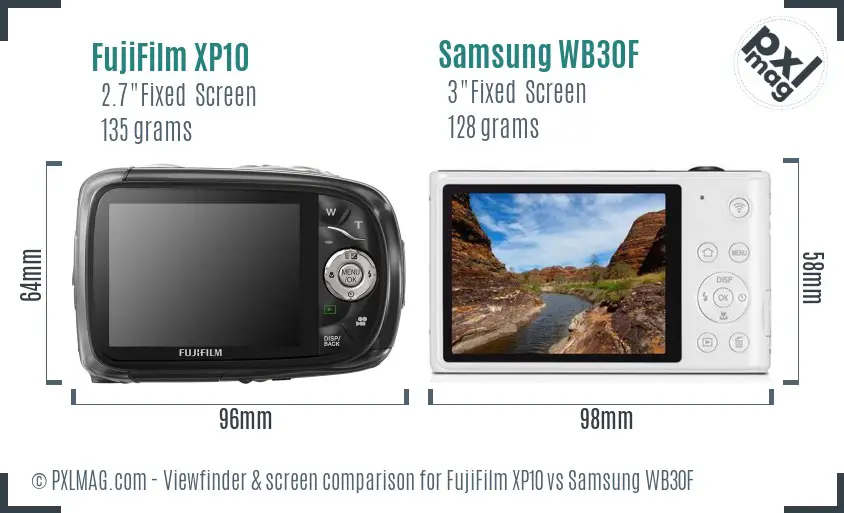 FujiFilm XP10 vs Samsung WB30F Screen and Viewfinder comparison FujiFilm XP10 vs Samsung WB30F Screen and Viewfinder comparison