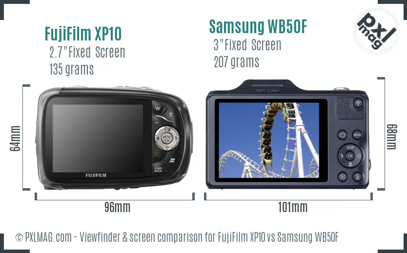 FujiFilm XP10 vs Samsung WB50F Screen and Viewfinder comparison FujiFilm XP10 vs Samsung WB50F Screen and Viewfinder comparison