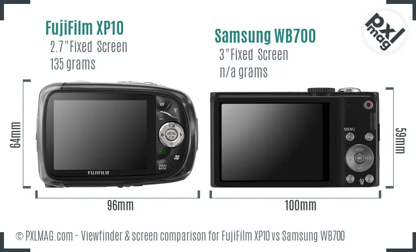 FujiFilm XP10 vs Samsung WB700 Screen and Viewfinder comparison