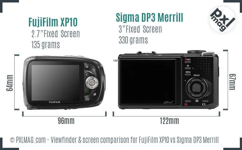 FujiFilm XP10 vs Sigma DP3 Merrill Screen and Viewfinder comparison