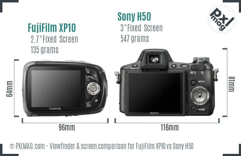 FujiFilm XP10 vs Sony H50 Screen and Viewfinder comparison FujiFilm XP10 vs Sony H50 Screen and Viewfinder comparison