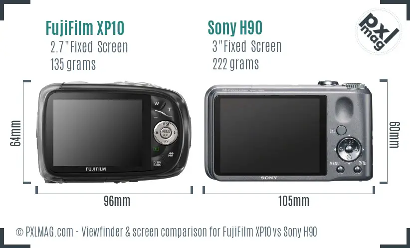 FujiFilm XP10 vs Sony H90 Screen and Viewfinder comparison FujiFilm XP10 vs Sony H90 Screen and Viewfinder comparison