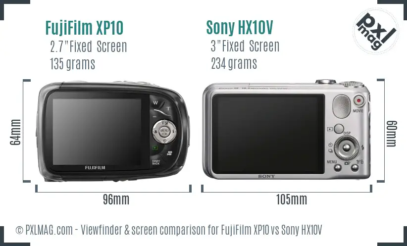 FujiFilm XP10 vs Sony HX10V Screen and Viewfinder comparison FujiFilm XP10 vs Sony HX10V Screen and Viewfinder comparison