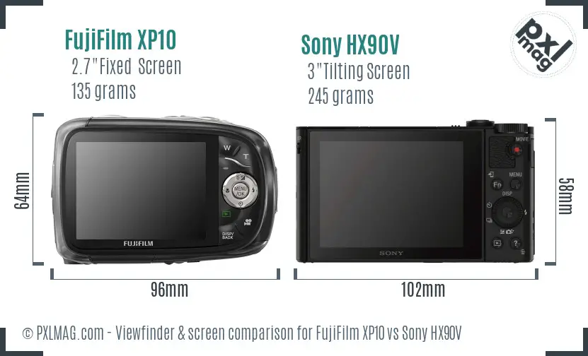FujiFilm XP10 vs Sony HX90V Screen and Viewfinder comparison FujiFilm XP10 vs Sony HX90V Screen and Viewfinder comparison