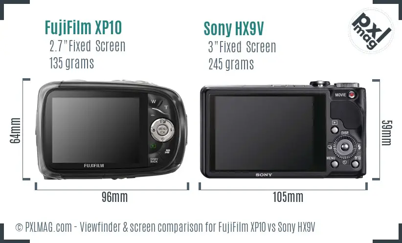 FujiFilm XP10 vs Sony HX9V Screen and Viewfinder comparison FujiFilm XP10 vs Sony HX9V Screen and Viewfinder comparison