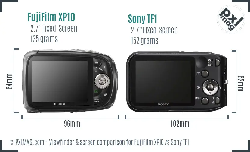 FujiFilm XP10 vs Sony TF1 Screen and Viewfinder comparison FujiFilm XP10 vs Sony TF1 Screen and Viewfinder comparison
