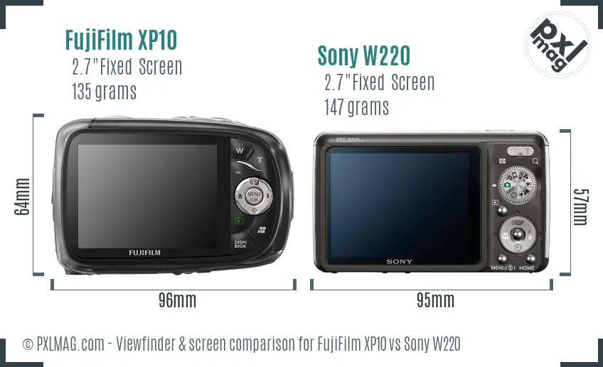 FujiFilm XP10 vs Sony W220 Screen and Viewfinder comparison FujiFilm XP10 vs Sony W220 Screen and Viewfinder comparison