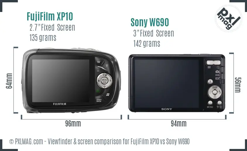 FujiFilm XP10 vs Sony W690 Screen and Viewfinder comparison