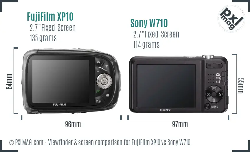 FujiFilm XP10 vs Sony W710 Screen and Viewfinder comparison