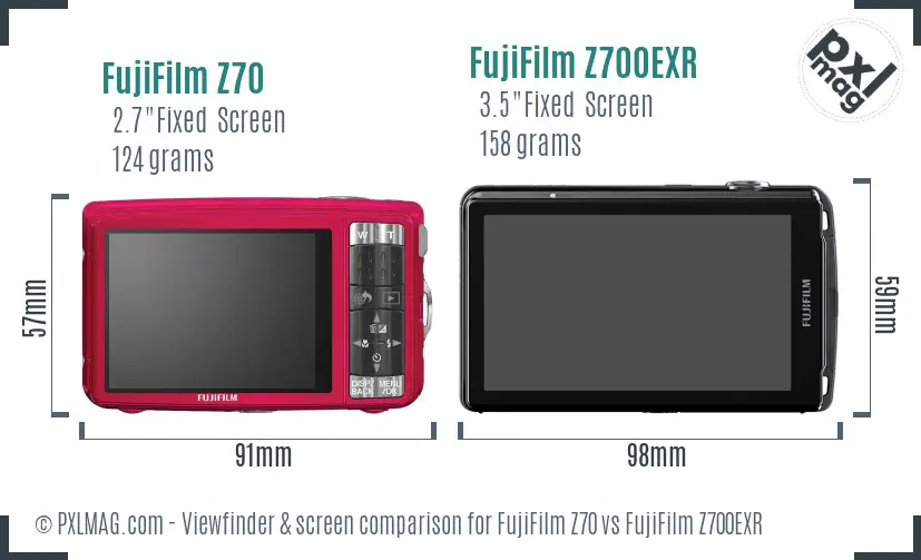 FujiFilm Z70 vs FujiFilm Z700EXR Screen and Viewfinder comparison