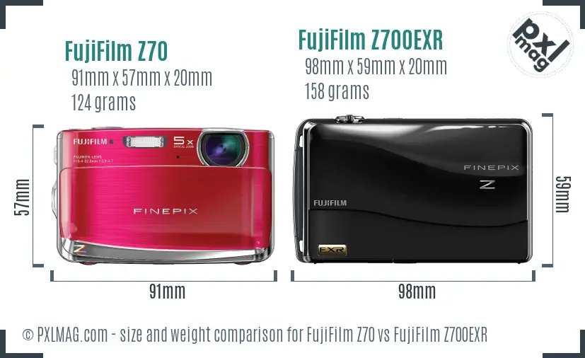 FujiFilm Z70 vs FujiFilm Z700EXR size comparison