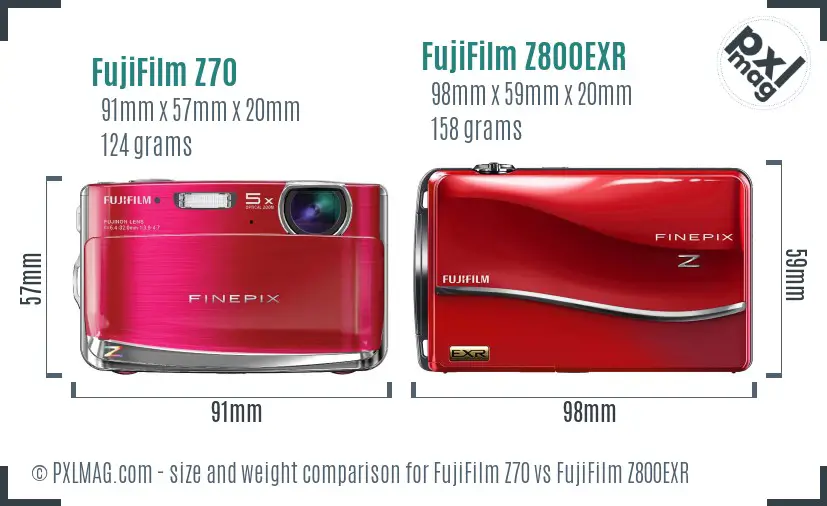 FujiFilm Z70 vs FujiFilm Z800EXR size comparison